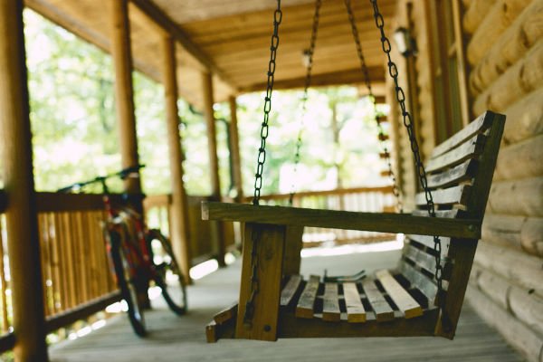 The porch of a summer cabin